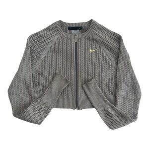Nike Dri-Fit Y2K Ribbed Knit Cropped Cardigan Grey/Silver Women’s Size Small